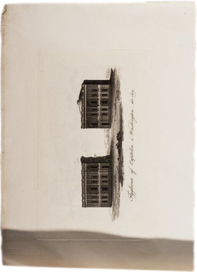 Vleugels van het Capitool, Washington, in 1819, uit een Atlas van de Verenigde Staten, 1824 door Axel Leonhard Klinckowström